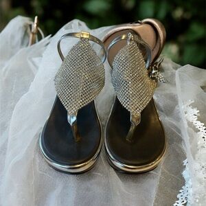 New pair of Elegant Silver Rhinestone Women's Sandals.